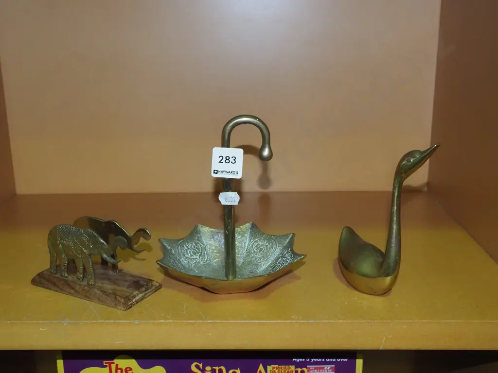 brass swan, letter opener, umbrella themed ring dish H140 Image 1++