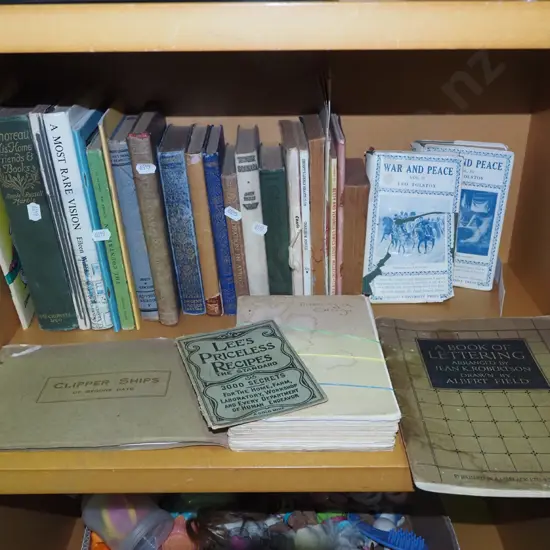 shelf; various books