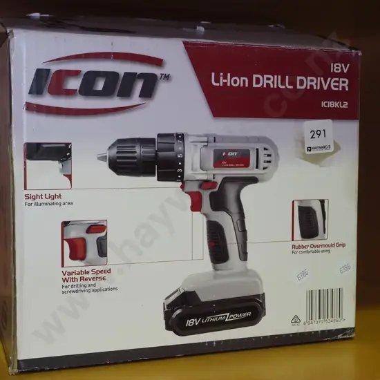 boxed Icon 18 battery drill