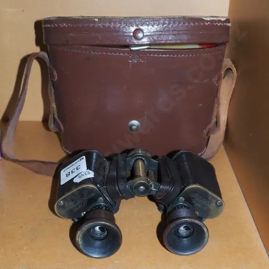 leather cased vintage binoculars