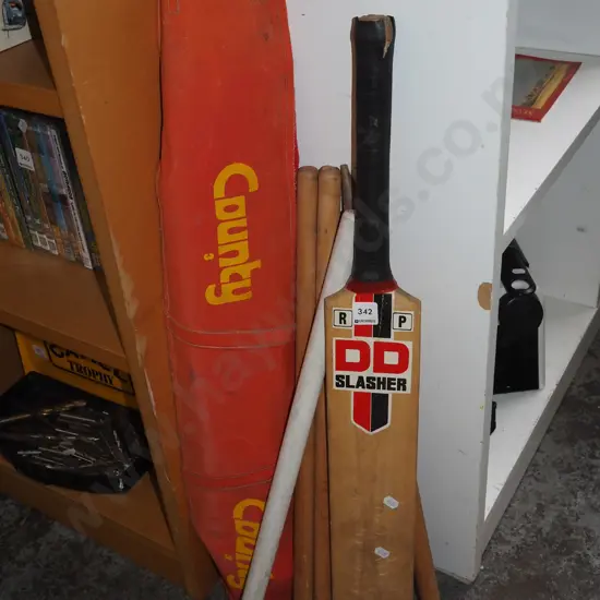 cricket bat and wickets