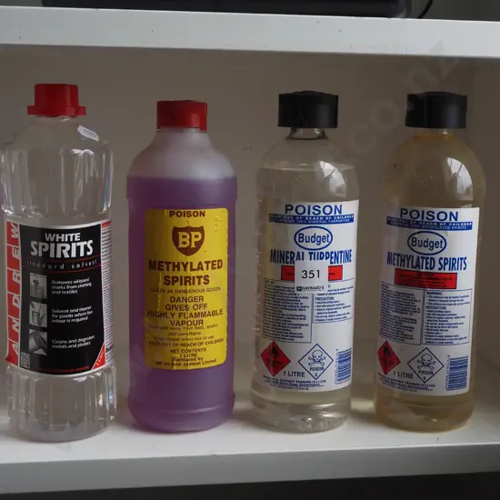 bottles of meths and turps
