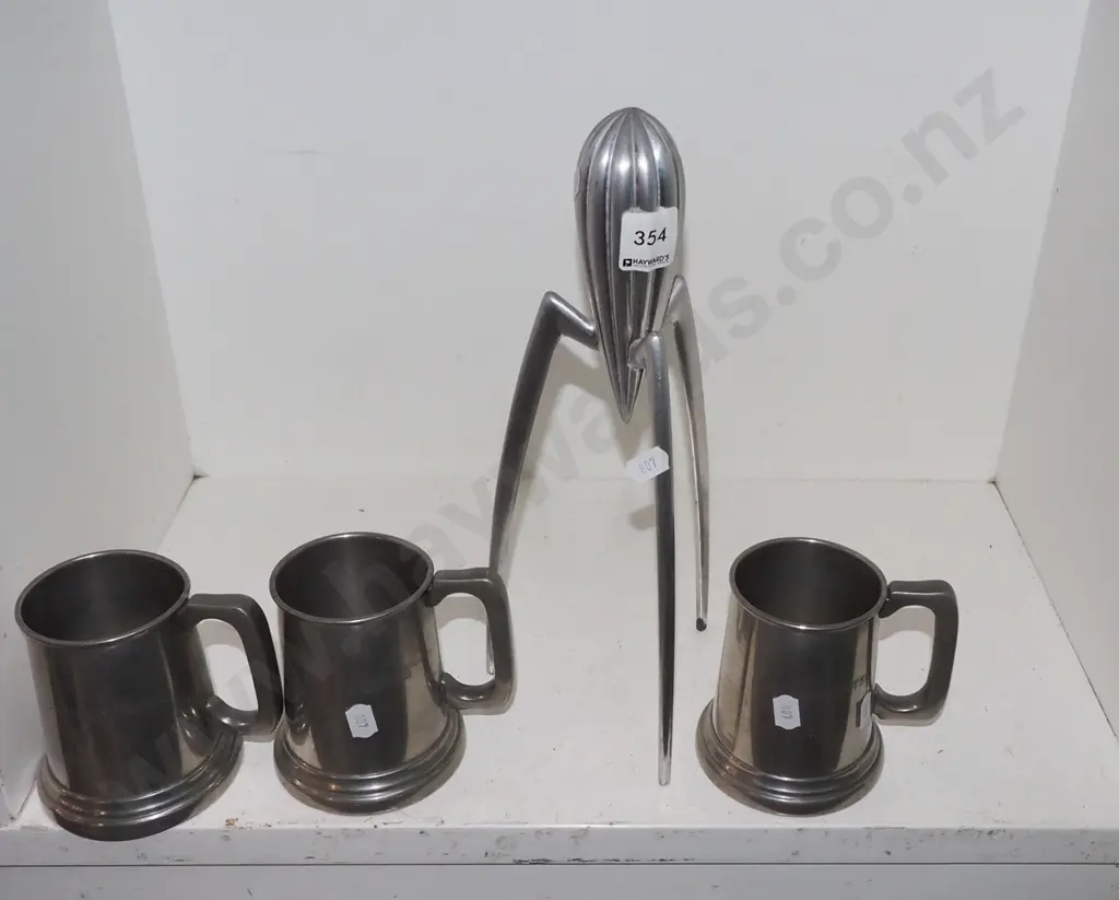 Alessi lemon squeezer, 3x plated tankards Image 1++