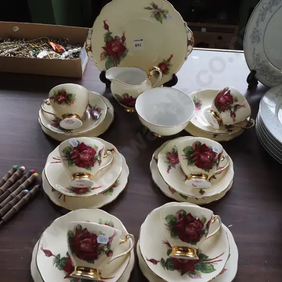 Roslyn china red rose 21 piece tea set