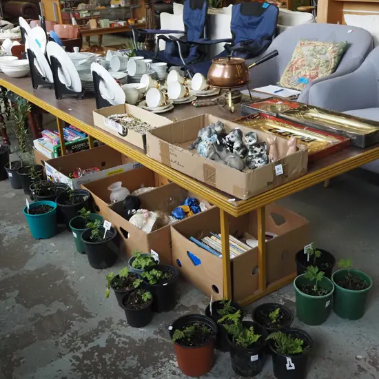 large faux wood veneer trestle table H760 W2390 D760