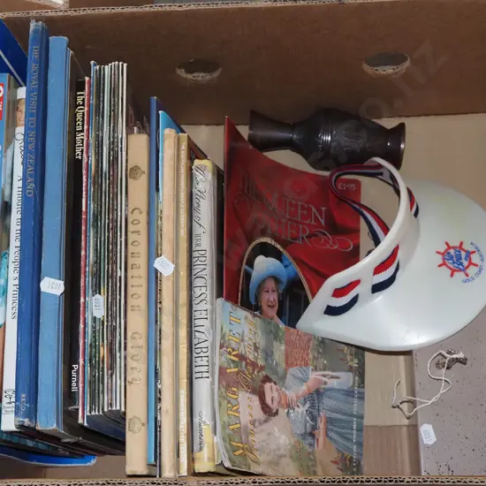 box; royal books, cash box, vase etc