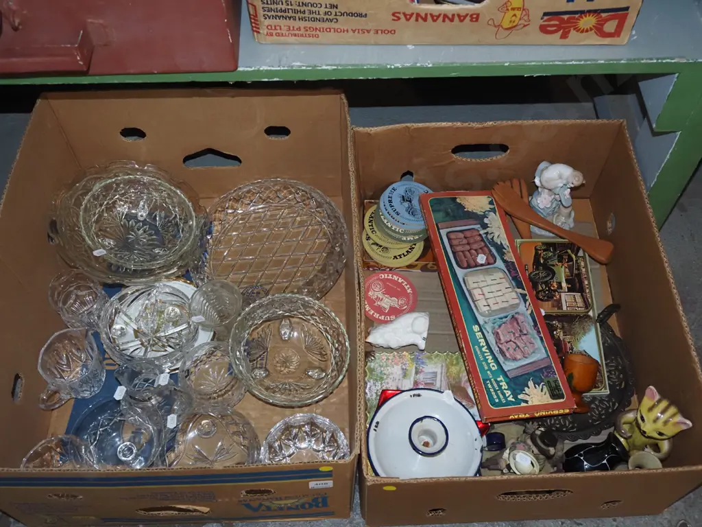 2x boxes; glass and crystal bowls, serving trays etc Image 1++