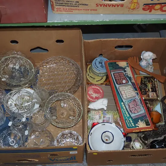 2x boxes; glass and crystal bowls, serving trays etc