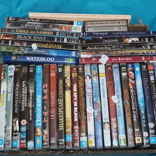 box of DVDs