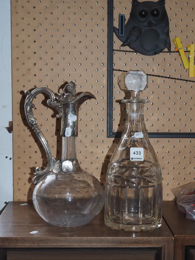 glass plated claret jug, crystal decanter H300 Image 1++