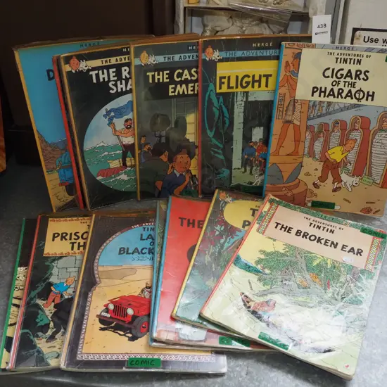 various Tin Tin books - ex library
