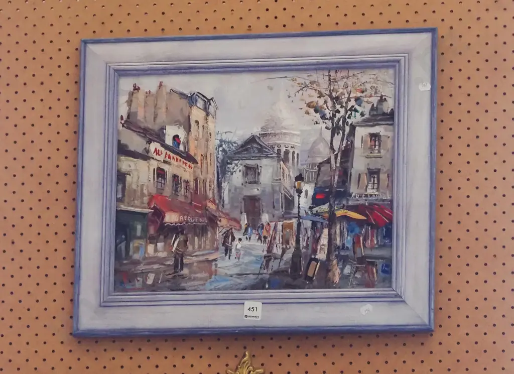 framed oil - Paris street scene Image 1++
