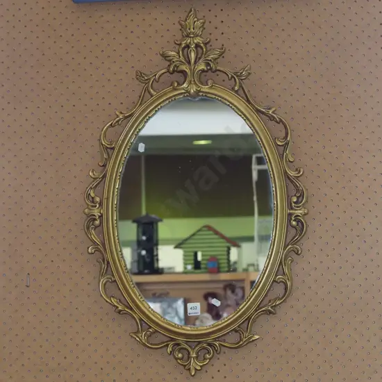 gilt framed oval wall mirror H800