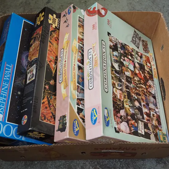 box; various puzzles