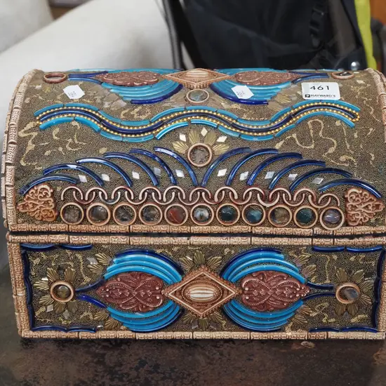 ornate decorated barrel top jewellery box