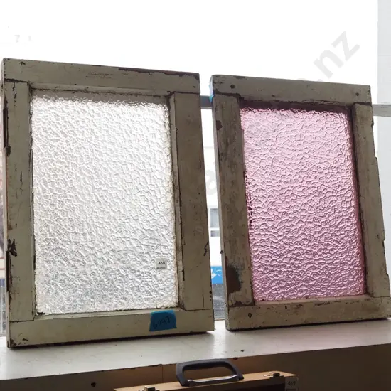 1x clear and 1x purple glass window  panes H560 W420
