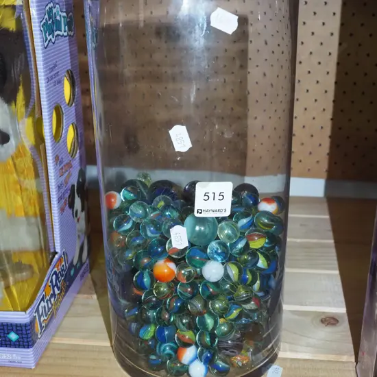 glass vase and marbles H300