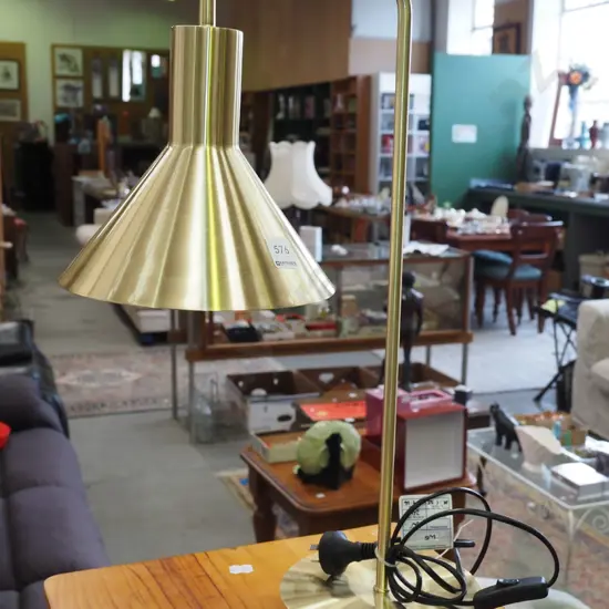 polished brass coloured bedside lamp H560