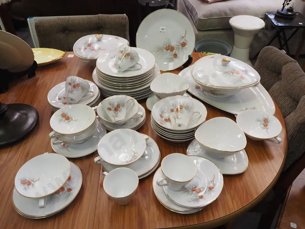 large assortment of Hutschenreuther pine dinner items Image 1++