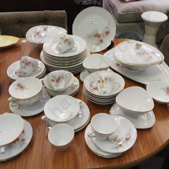 large assortment of Hutschenreuther pine dinner items