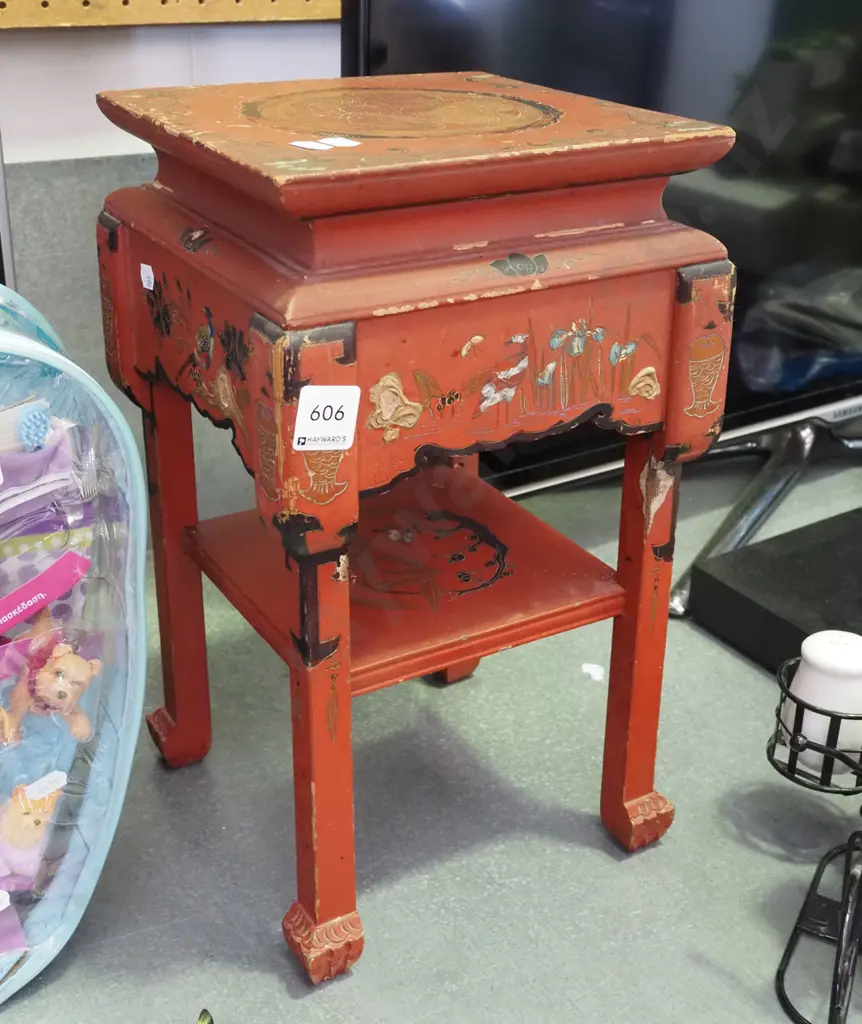 Asian wooden jardiniere stand H370 - some wear Image 1++