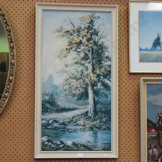 faded print - trees and stream