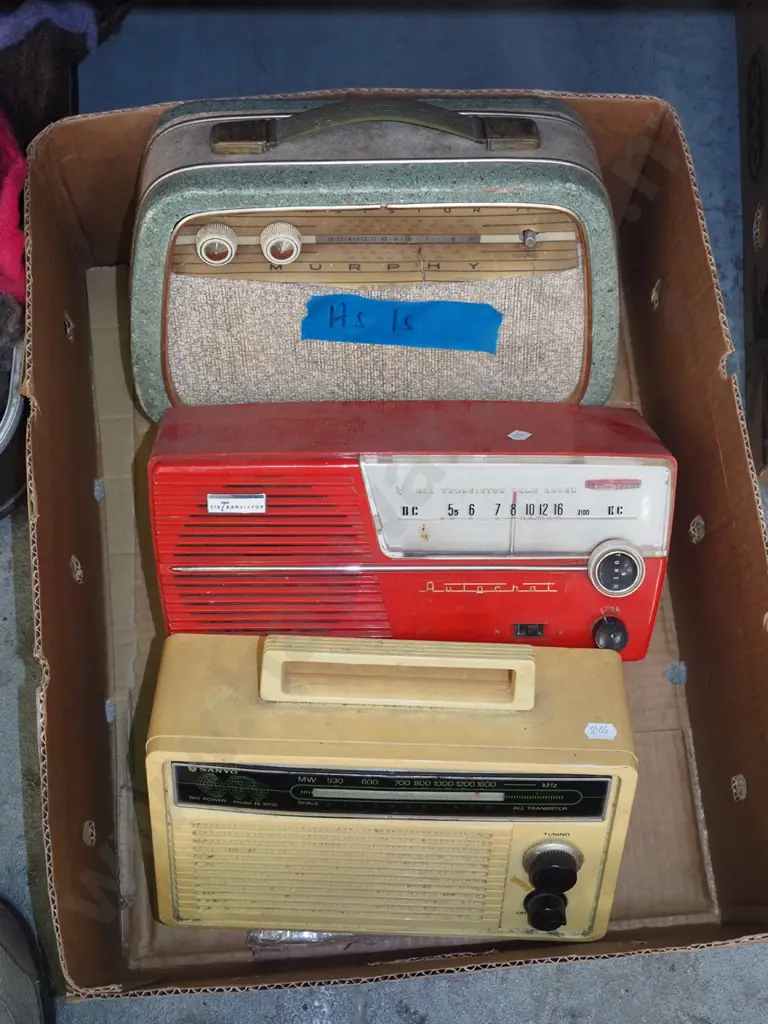box; 3 vintage transistor radios - All As Is No Returns Image 1++