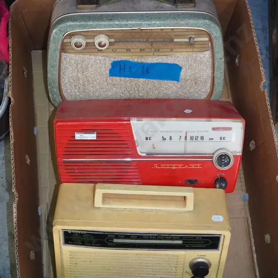 box; 3 vintage transistor radios - All As Is No Returns