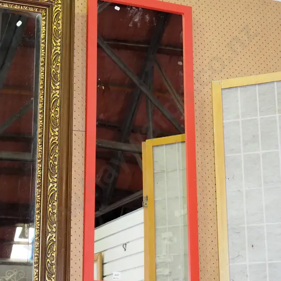 red painted wall mirror H1060