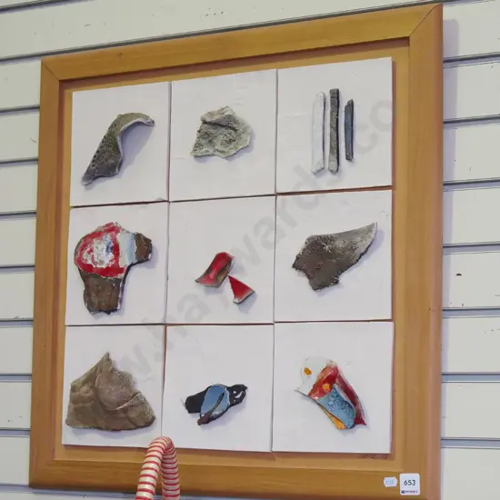 framed S. Novell ceramic tile artwork