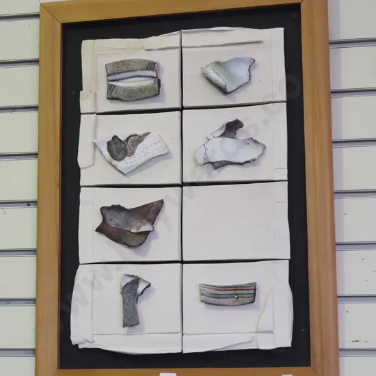 framed S. Novell ceramic tile artwork