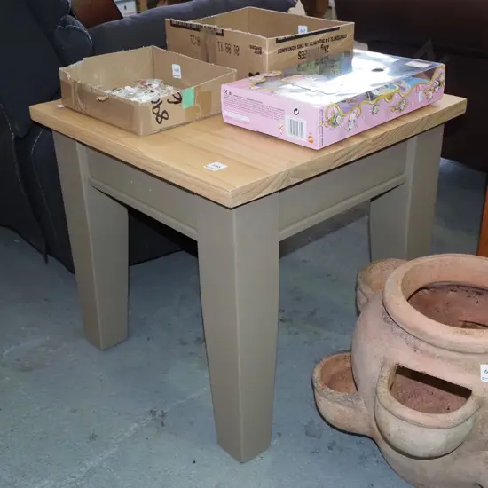 painted pine topped end table H520 W560 D560