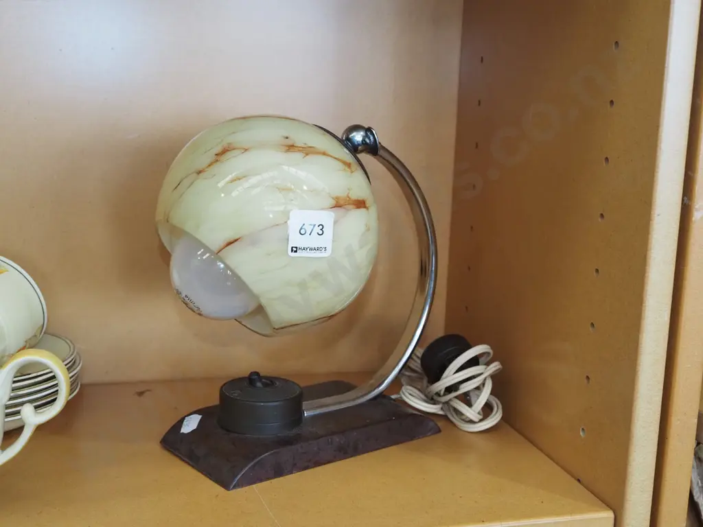 deco bakelite and metal table lamp - needs rewiring Image 1++