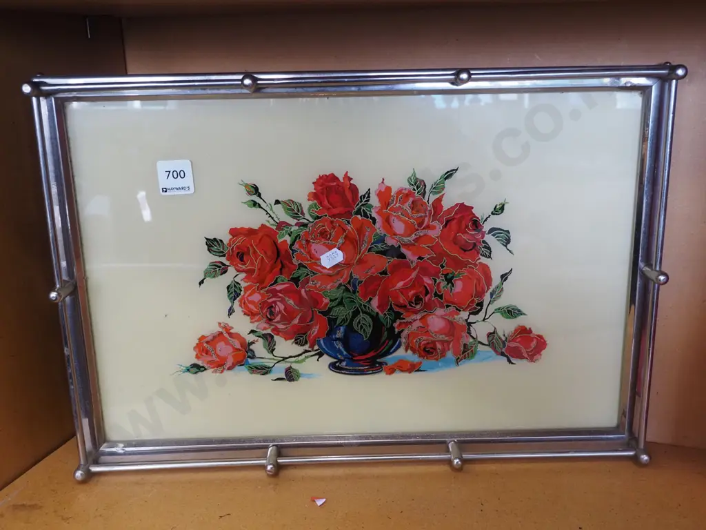 deco floral printed glass gallery tray Image 1++