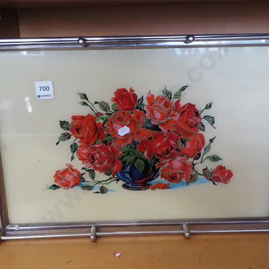 deco floral printed glass gallery tray