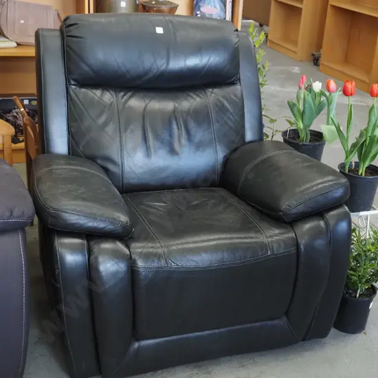 black leather reclining armchair