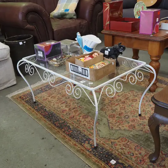 mid century wrought metal coffee table