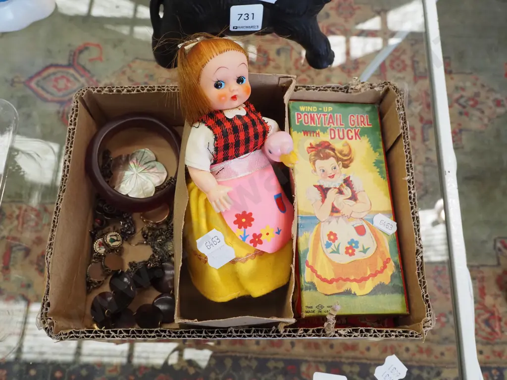 box; wind up toy, bangle, costume jewellery etc Image 1++