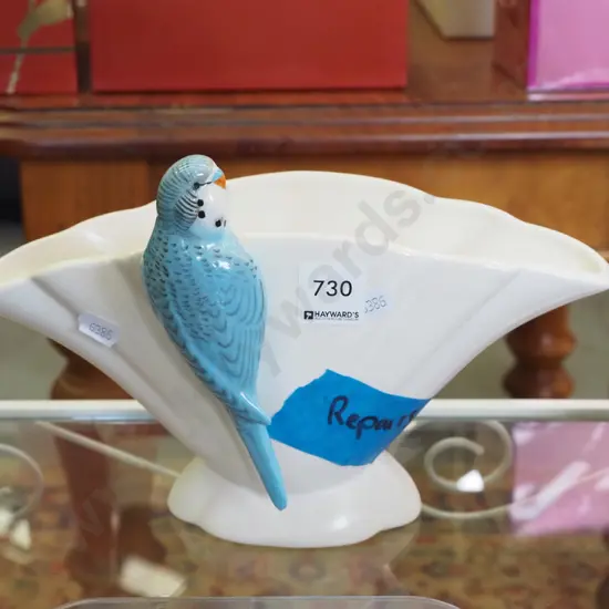 Sylvac budgie vase - repairs to tail, crazing