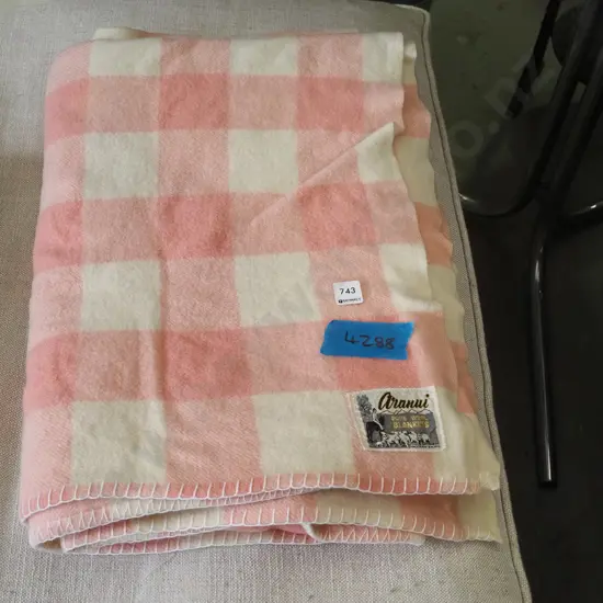 pink checked woollen blanket