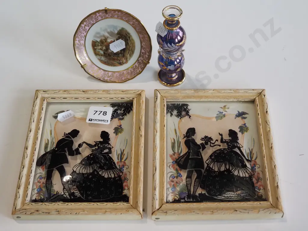 2x  shadow pictures on convex glass, Limoges pin dish, small  Image 1++
