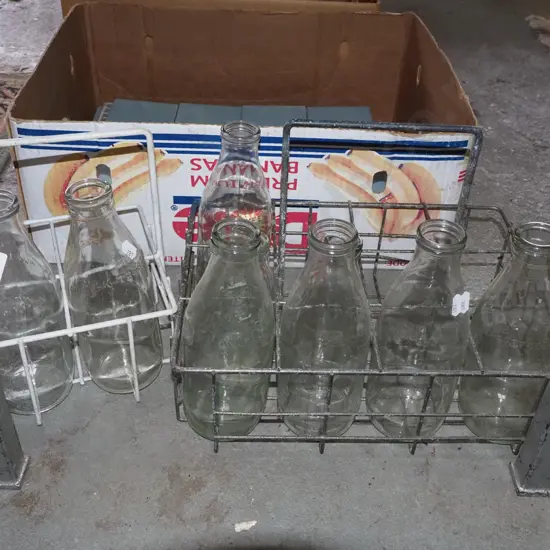 2x milk crates and bottles