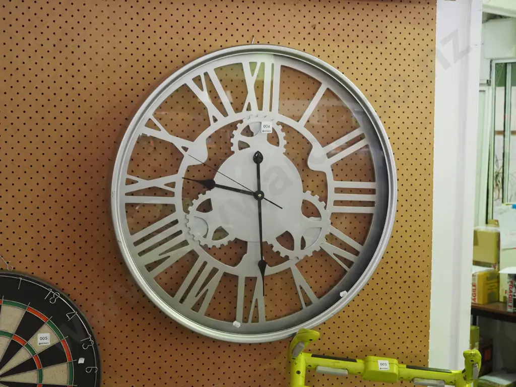 large glass fronted pierced work wall clock H670 Image 1++