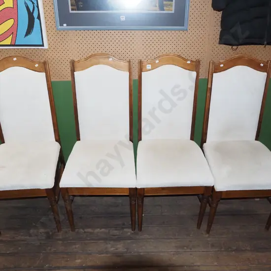4x mahogany upholstered dining chairs - stains on upholstery - need attention