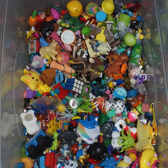 plastic tub of toys