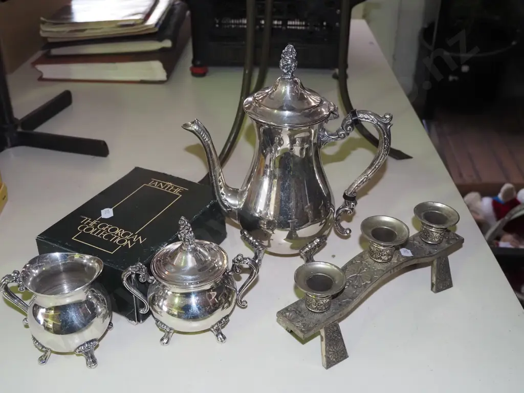 candelabra, painted coffee pot etc Image 1++