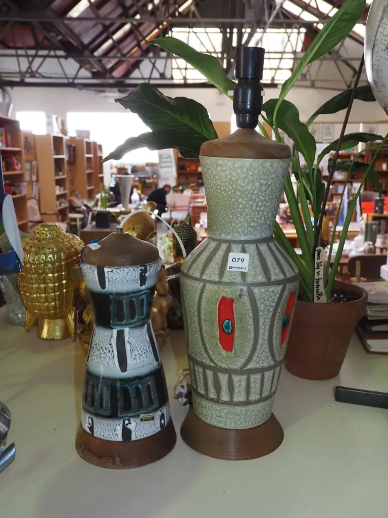 2x German pottery lamp bases - both need rewiring H400 Image 1++