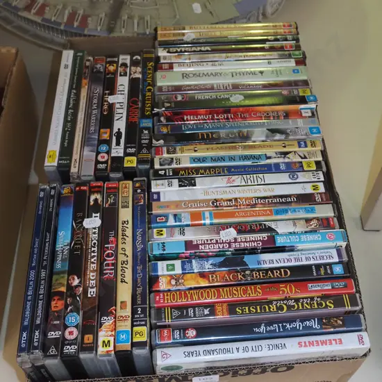 box of DVDs