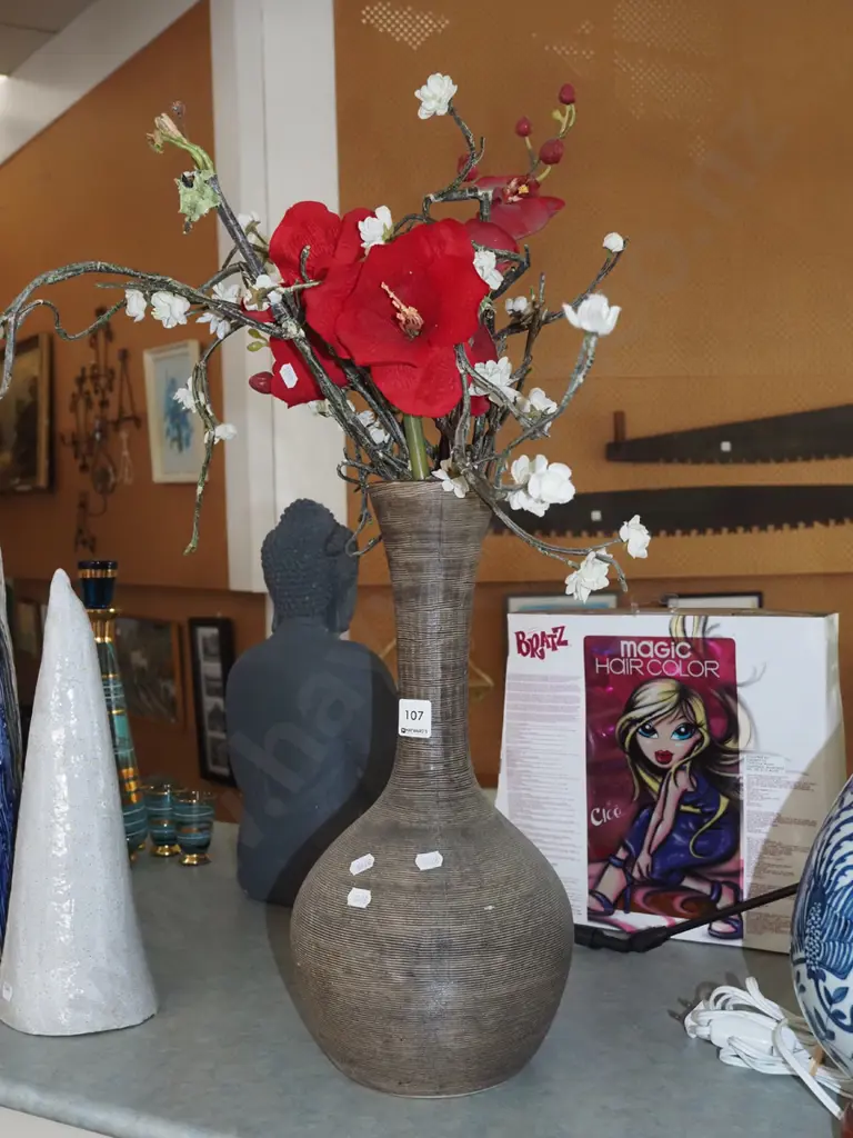 tall vase and faux flowers Vase H390 Image 1++