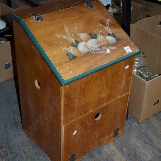 wooden and hand painted kitchen storage cupboard